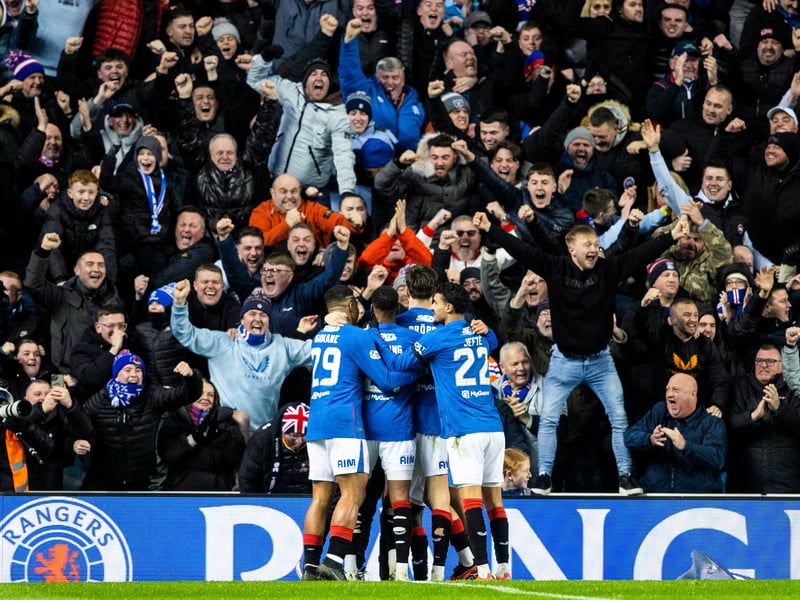 Fans celebrate Robin Propper's goal against Celtic.