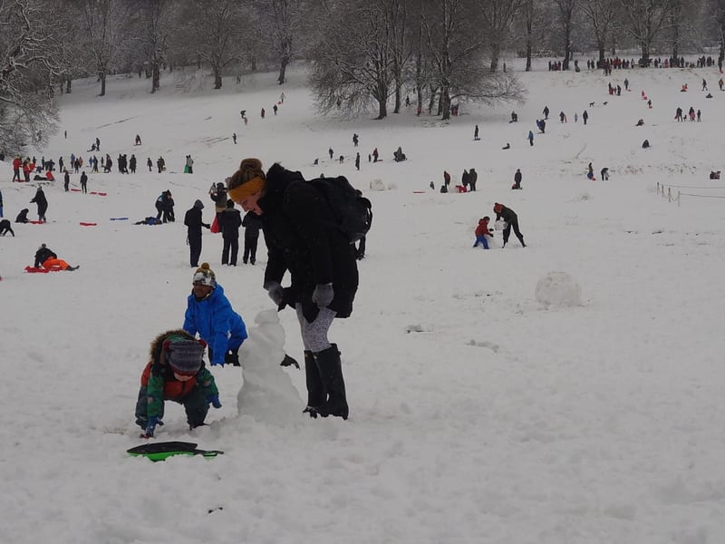 Tiny snowmen appeared all over Roundhay Park this morning after the overnight snow.