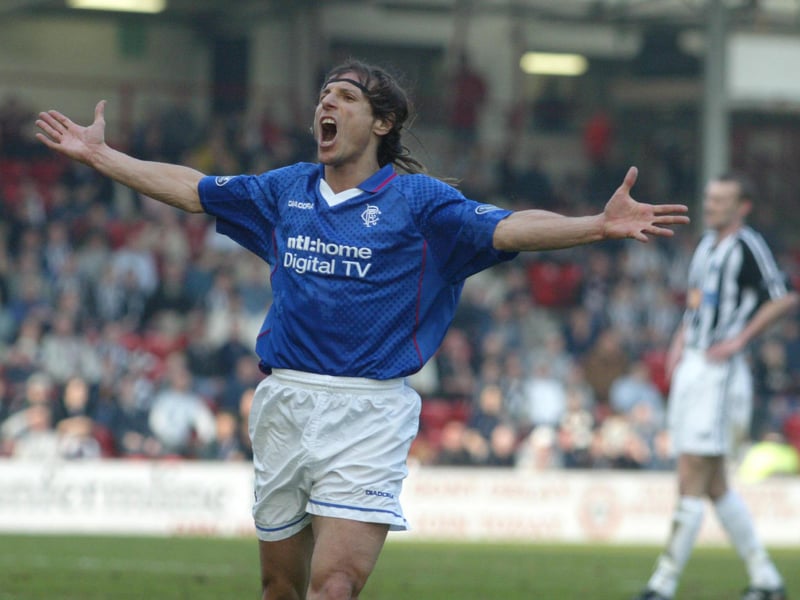 The Argentina legend put three goals past sorry Dunfermline in a 6-0 win for Rangers at East End Park on September 1, 2002.