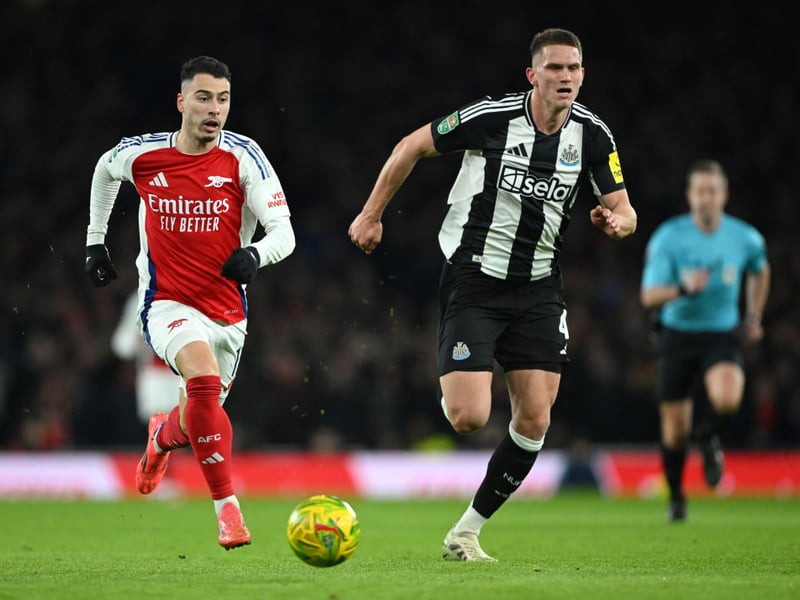 Made an incredible last-ditch block to deny a potential Arsenal goal. His lack of match sharpness was perhaps evident as Martinelli burned past him to break clear on goal. Won the header in the build-up to Newcastle's opener. A heroic defensive effort. 