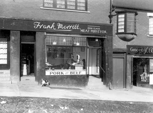 Frank Morritt, butchers on Brander Road. Pictured in March 1937.