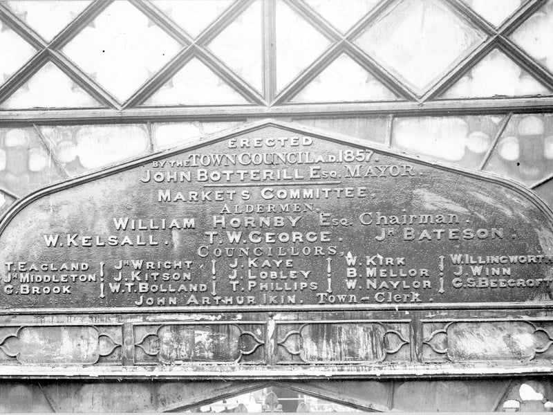A plate display over the entrance to Kirkgate Market in June 1901.
