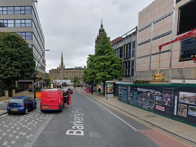 The seventh-highest number of reports of shoplifting offences in Sheffield between January and October 2024 were made in connection with incidents that took place on or near Barker's Pool, Sheffield city centre, with 42