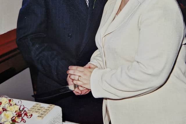 Graham and Helen Harding at their wedding.
