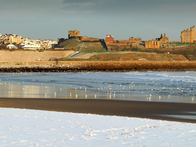 There's a backdrop of Tynemouth Priory for this snowy scene at Sandhaven.
A Viking raider is said to haunt the site of Tynemouth Priory.
His spirit is included in an online database of the paranormal incidents reported across the country.