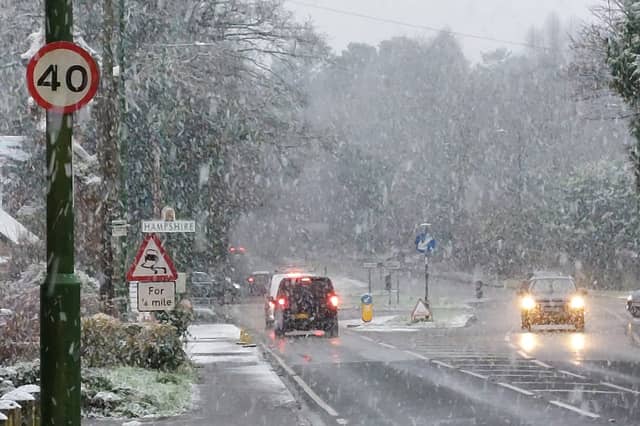 Whil coastal areas have so far only had sleet, part of Hampshire including Liss, have had snow start to lay.
