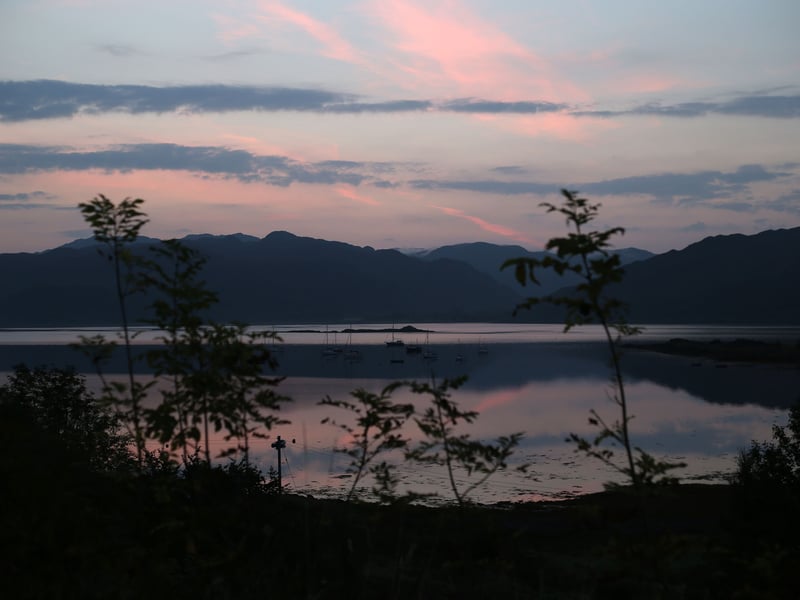 Sunrise over the Highland area of Lochcarron. Achnashellach Lodge is situated in Glen Carron on the A890 road between Lochcarron and Achnasheen