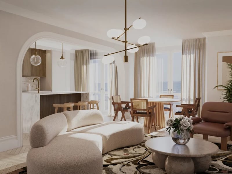 This home comes with two bedrooms, two bathrooms and a reception room. 