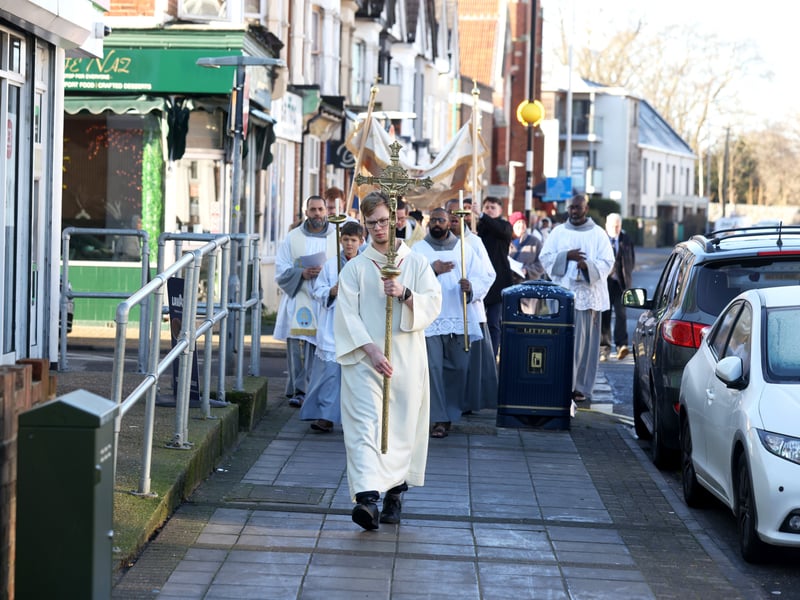 A procession from the church to Baffins Pond