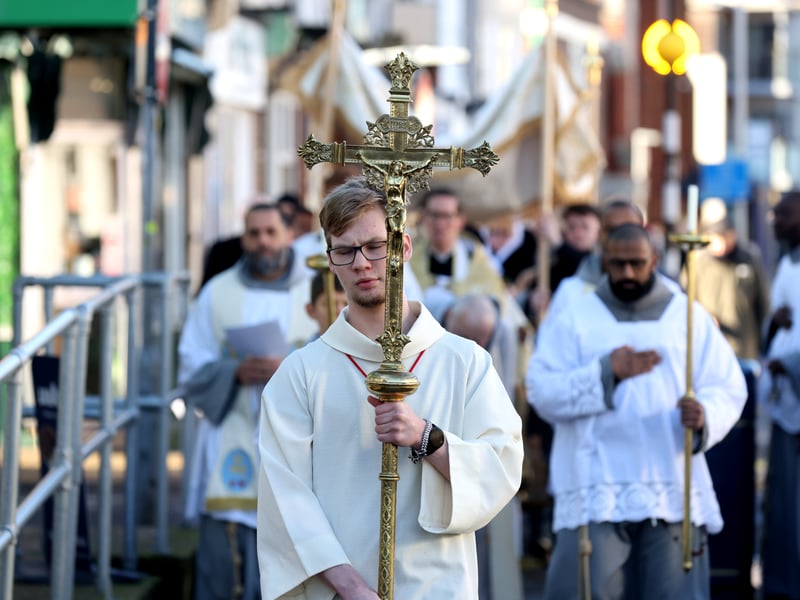 A procession from the church to Baffins Pond