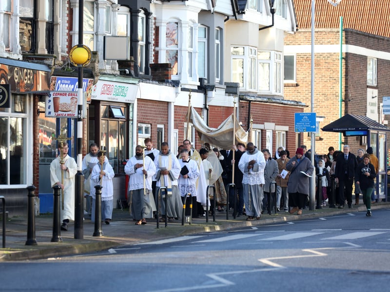 The procession from the church to Baffins Pond