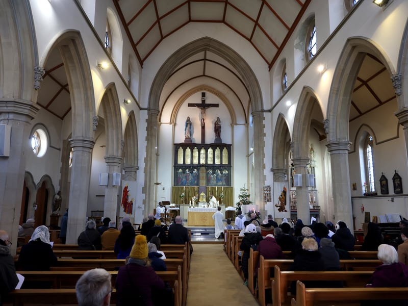 Inside the church following the repairs to its ceiling