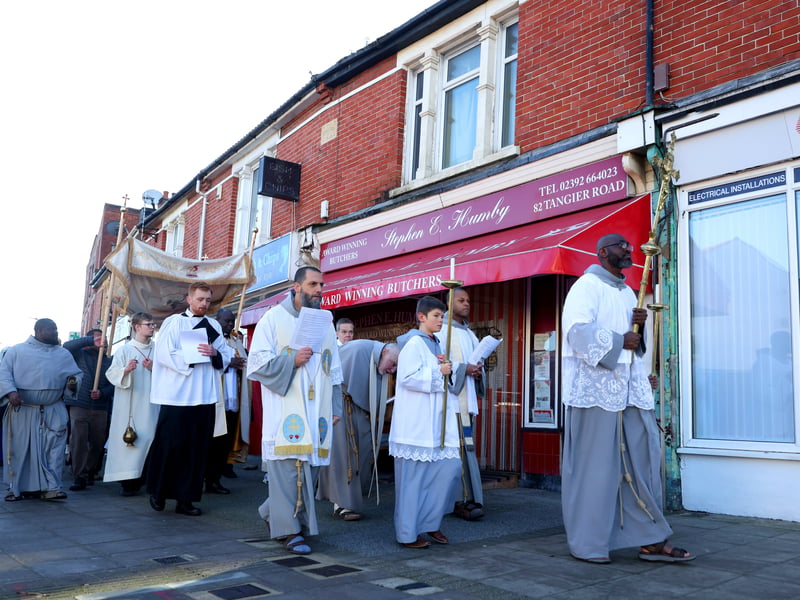 The procession heading back to the church