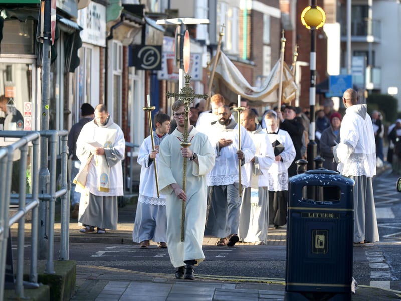 A procession from the church to Baffins Pond