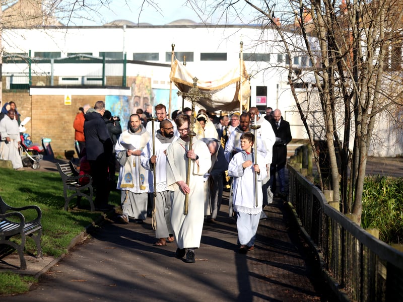 A procession from the church to Baffins Pond