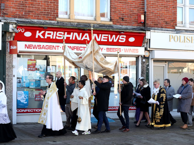 A procession from the church to Baffins Pond