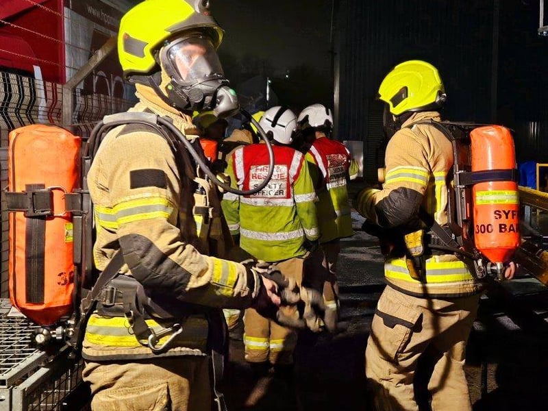 Six fire crews were needed to tackle the blaze at the industrial unit on Rotherham Road, Beighton.