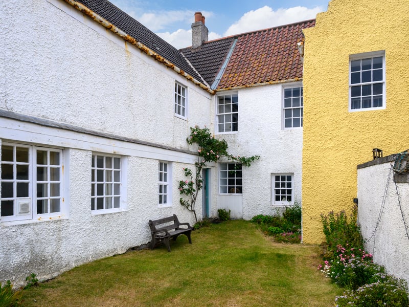 The garden is accessed from a door leading out from the ground floor hallway. It is a private lawned area with stocked borders.