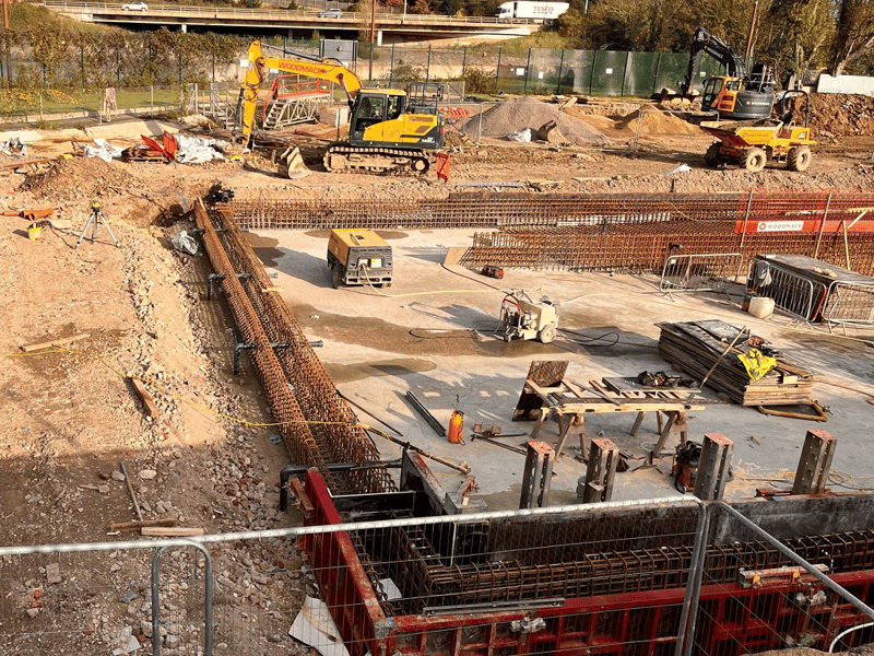 In this picture, you can see the filtration pipes coming out the back of the wall, showing the careful planning the team have to tackle during the concreting process.