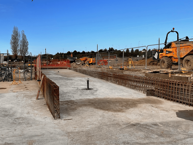 This picture shows the completed concrete work on the lagoon area.
