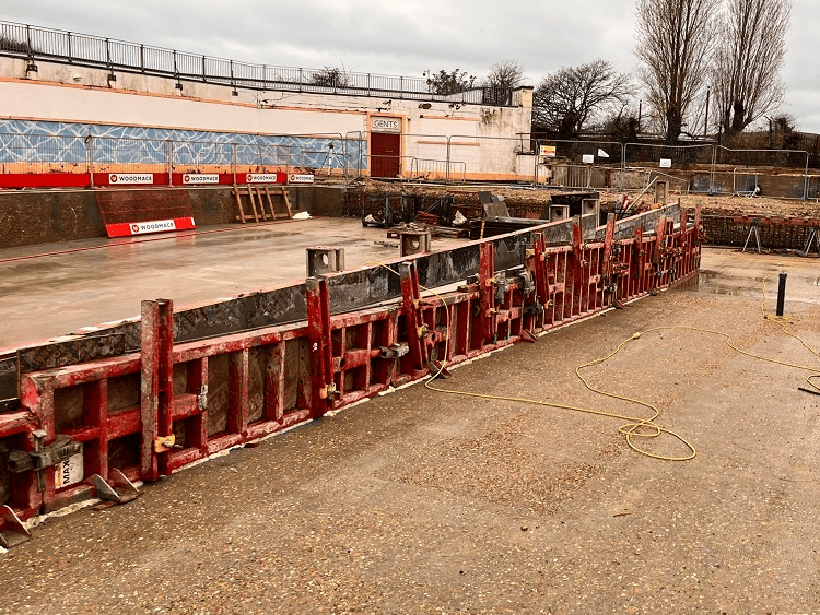 This shows the shuttering that needed to be in place so the walls can be concreted.