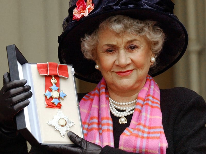 Award-winning actress Dame Joan Plowright, widow of Lord Laurence Olivier, died at the age of 95 in January. Dame Joan had a long career in theatre, film and television and won several awards. She is pictured after being made a Dame in 2004. 