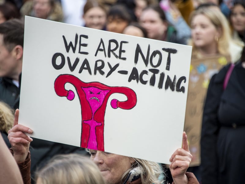 Many women had made banners to bring on the march