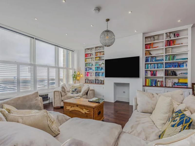 The listing says: "Nestled along the picturesque South Parade in Southsea, this stunning three-bedroom apartment offers a unique blend of modern living and coastal charm with breath taking views of the Solent."