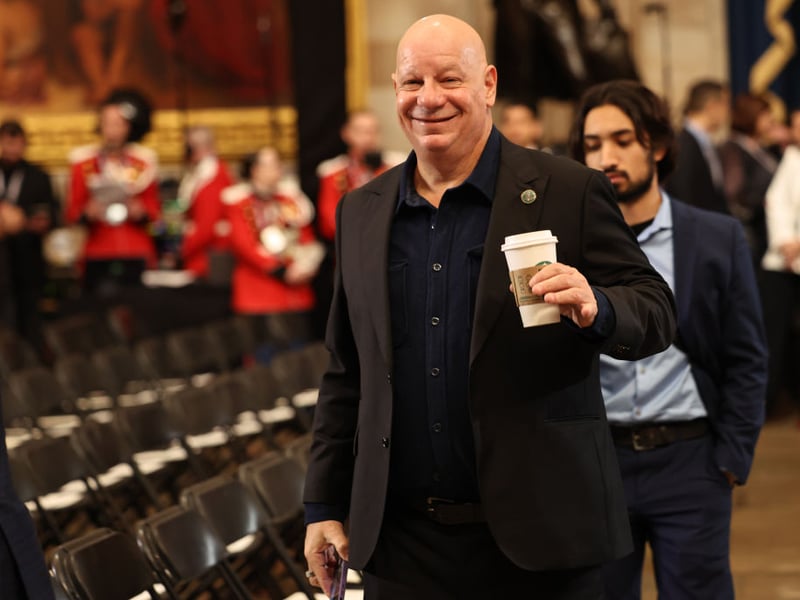 Comedian Jeff Ross arrives at the inauguration.