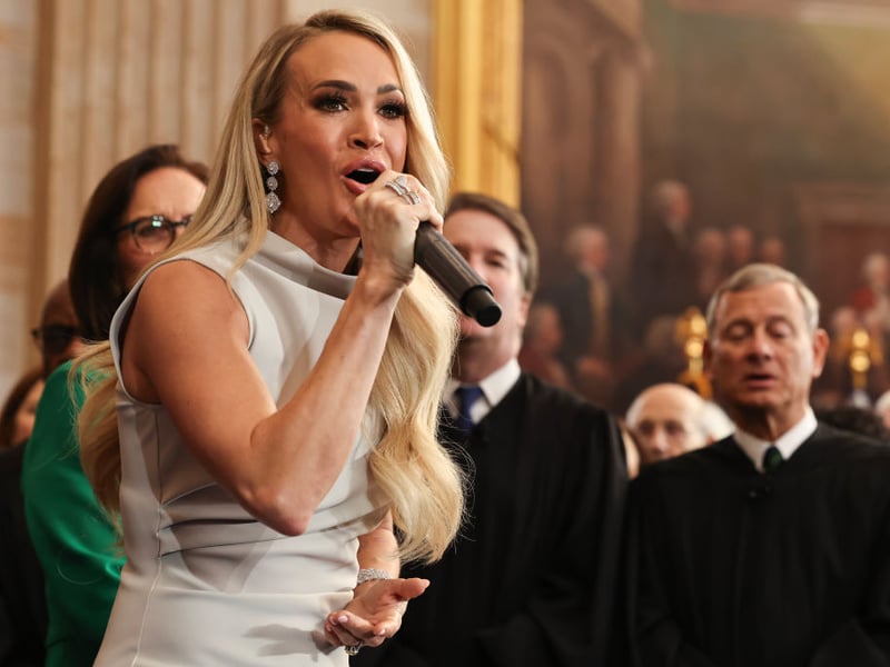 Country music artist Carrie Underwood performs during the ceremony.