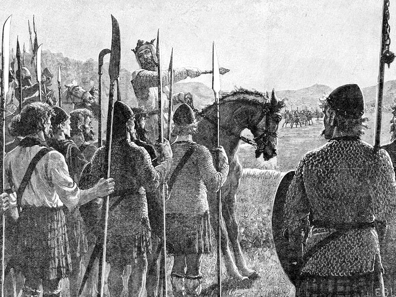 From the final stanza of Scots Wha Hae, which once served as Scotland’s unofficial national anthem, this poem celebrates the defeat of King Edward II at Bannockburn in 1314. It is also known as Robert Bruce's March to Bannockburn'.
