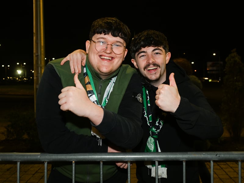 Celtic give the camera the thumps up.