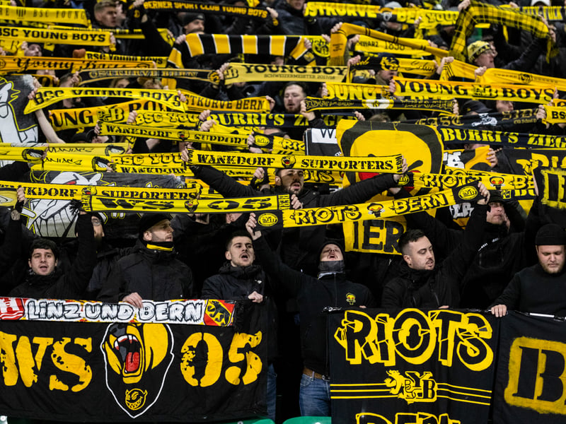 A general view of Young Boys fans during the game.