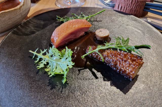 The Silver Hill duck, with Kampot pepper and blackcurrant condiment, and morel farci, at Sheffield's JÖRO restaurant