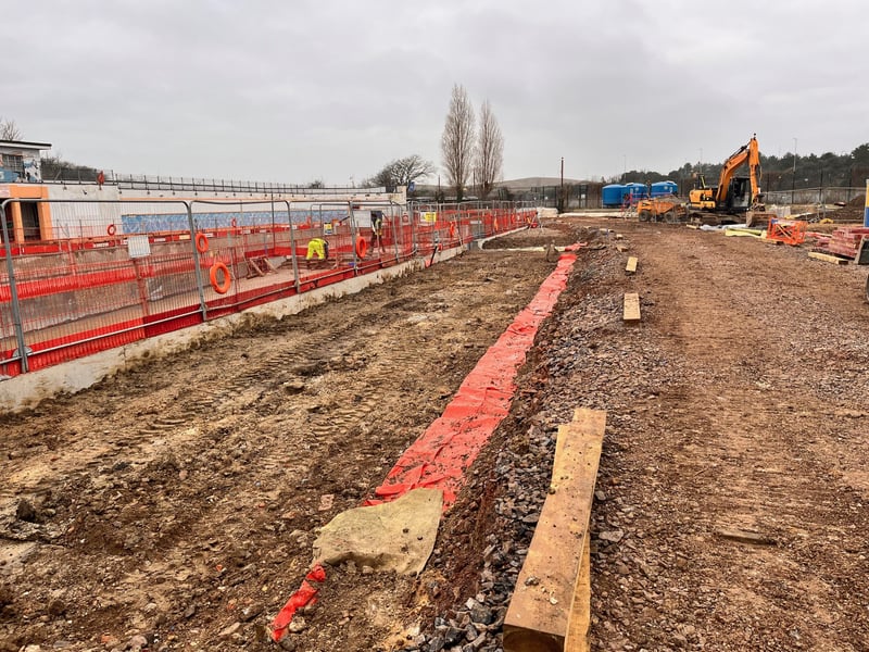 Nearest the pool, the team have been prepping the ground for tarmac, just like on the other side where the beach huts will be. 