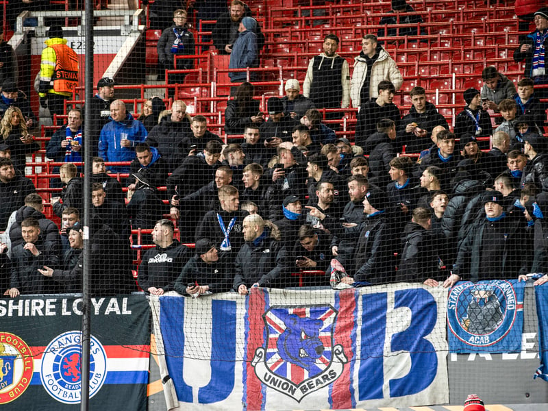 A general view of the Rangers fans during a UEFA Europa League 2024/25 League Phase MD7 match between Manchester United  and Rangers.