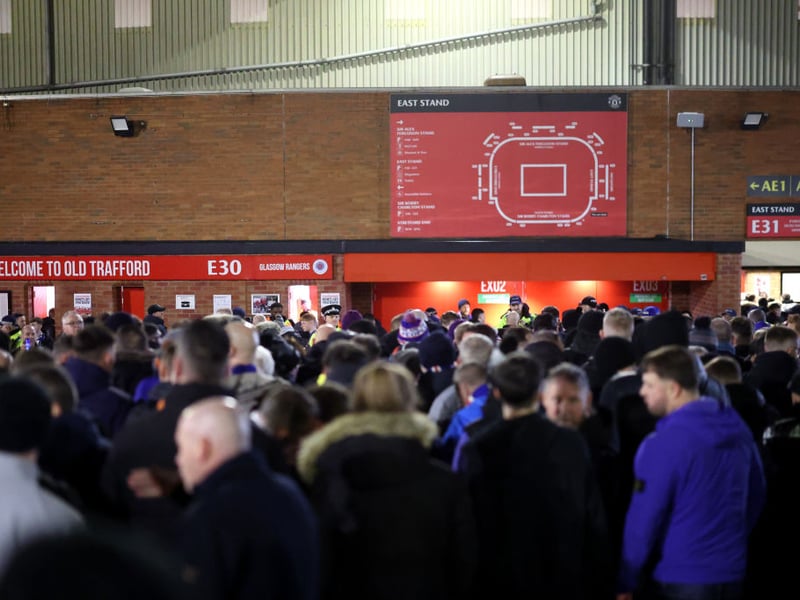 Rangers fans prepare to enter Old Trafford.