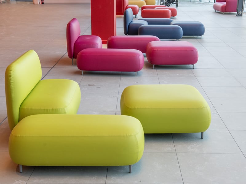 The new seating arrangements as you enter the foyer of the renovated National Science and Media Museum in Bradford.