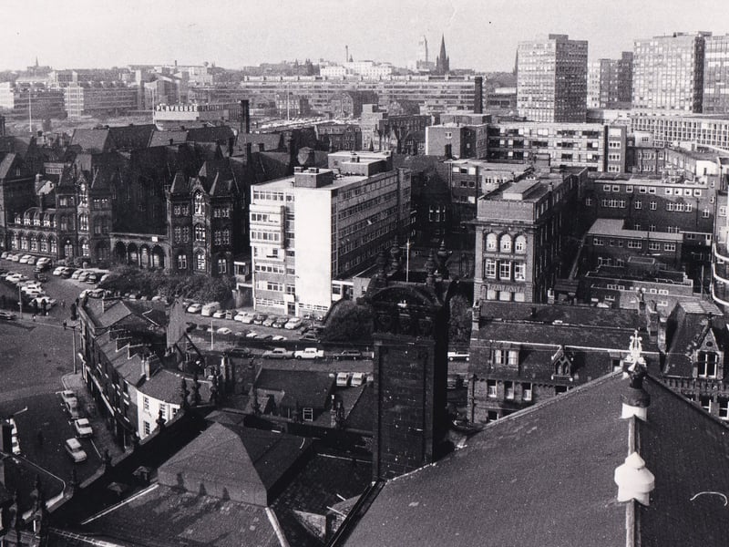 This photo shows all four major extensions made to Leeds General Infirmary.