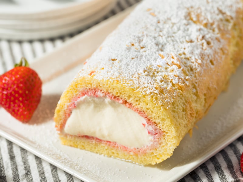 Arctic Roll is an ice-cream based cake, which is made up of dairy ice cream wrapped in a layer of sponge cake, with jam mixed in.