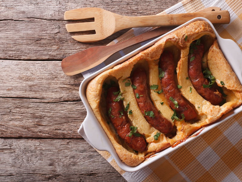 Toad In The Hole was a very filling meal that some people loved, and others hated. The traditional British classic was made up of sausages wrapped in a Yorkshire pudding batter. Obviously Toad In The Hole can still be made, but not many people choose to do so.