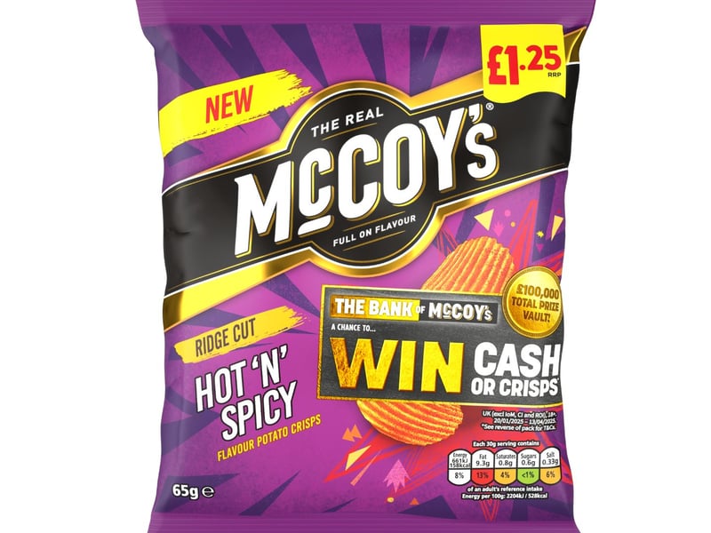 Flavoursome crisp brand McCoy’s has launched a brand-new spicy flavour to its already existing range of crisps. McCoy’s Hot and Spicy will be packed with fiery and bold flavours. The 65g packets will be priced at £1.25.