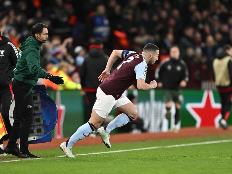 John McGinn (above, 7) came on just 30 minutes in and while he took a bit of time to come into the game, stamped his authority on the second half and his strength led to Villa's third goal. Ian Maatsen (4) replaced Digne down the left.