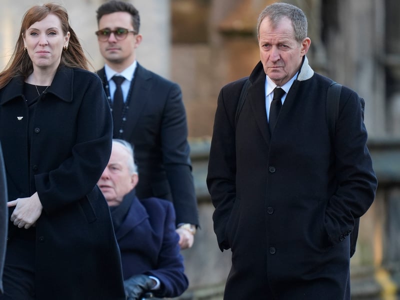 Deputy Prime Minister Angela Rayner and Alastair Campbell attending the funeral service of Lord John Prescott