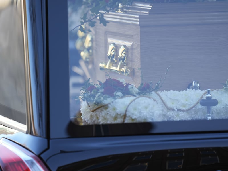 A close-up of the coffin of Lord John Prescott arrives at Hull Minster, Kingston upon Hull, Yorkshire ahead of his funeral service