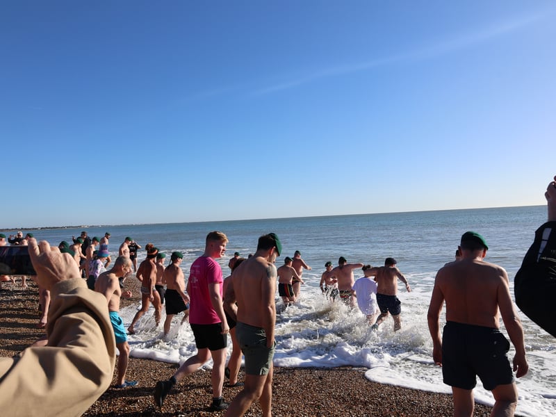 Into the ice cold waters at Eastney