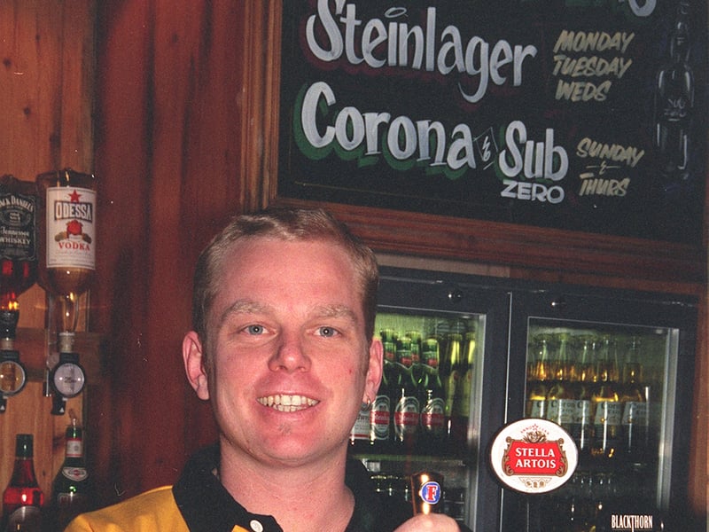 Steve Schruder at the Walkabout, on Carver Street, Sheffield city centre, in 1999