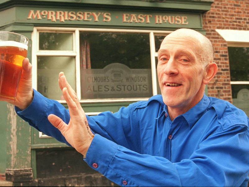 Pat O'Kelleher, owner of the East House pub, on Spital Hill, Sheffield, in 1999