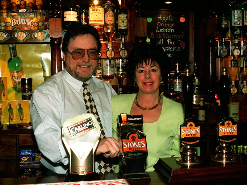 Jim and Linda Elliott at the Cherry Tree pub, on Carterknowle Road, Sheffield, in 1997