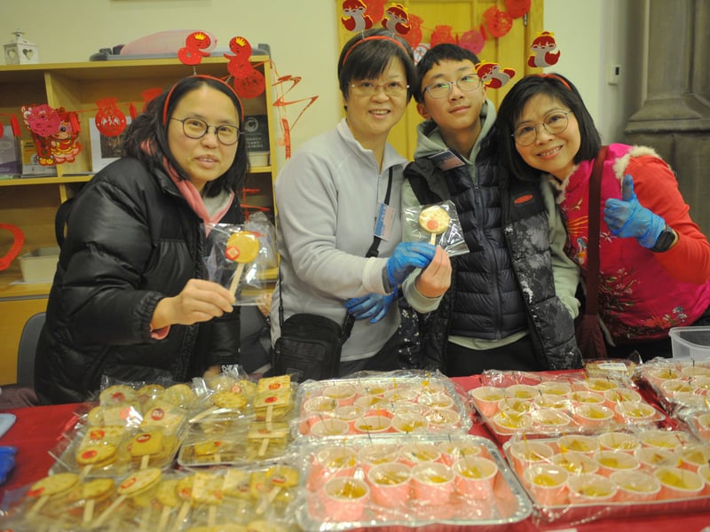 Members of the Strings of Life, Leeds Chinese Gospel Church with their stall Carmen Lai. Alice Chan, Marcys Liu Wendy Leung.